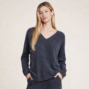 Barefoot Dreams Sweater Women’s Petite M Blue CozyChic Lite V Neck Knit
